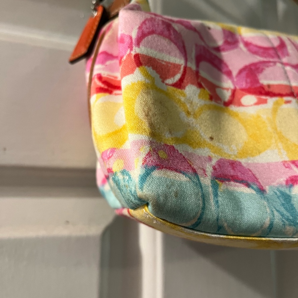 Coach Pink and Yellow Clutch Vibrant Design - Picture 7 of 9